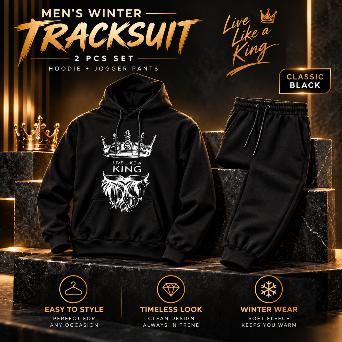 KingFlex® Men's Premium Fleece (27)Tracksuit