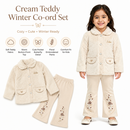 Cream Teddy Blossom Winter Set 🤍