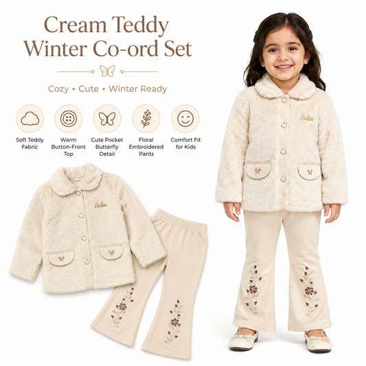 Cream Teddy Blossom Winter Set 🤍