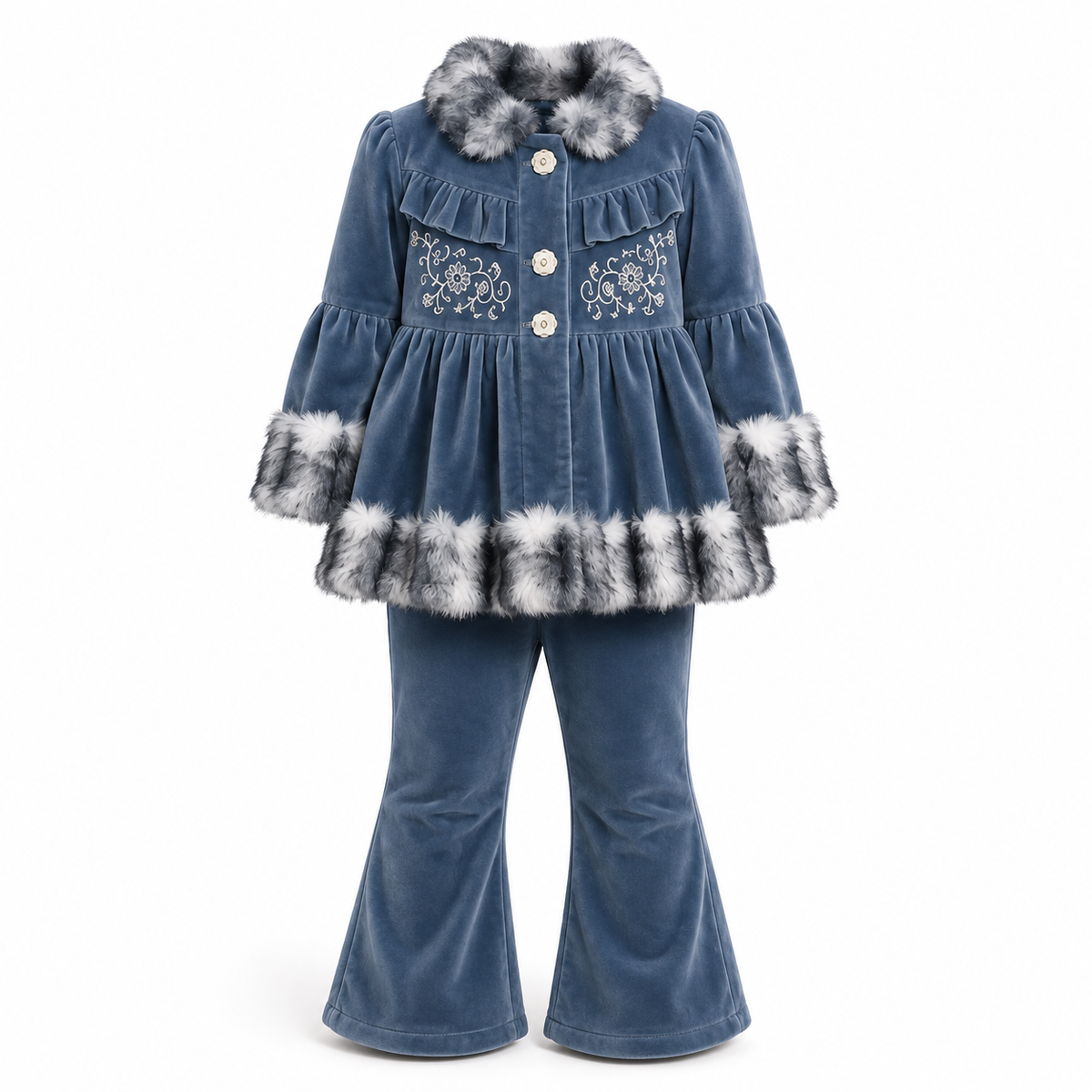 Blue Velvet Luxe Fur Co-ord Set 💙