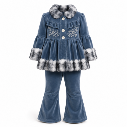 Blue Velvet Luxe Fur Co-ord Set 💙