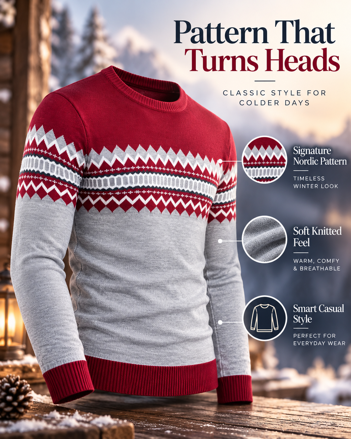 NordicVibe™ Premium Geometric Knit Winter             16 Sweater