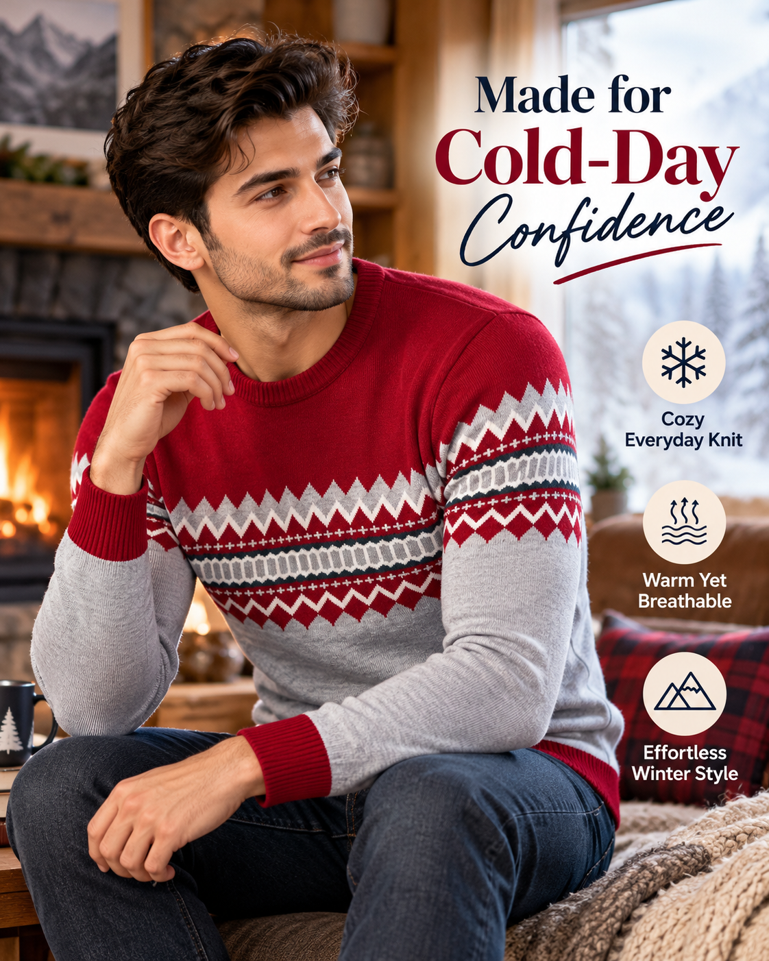 NordicVibe™ Premium Geometric Knit Winter             16 Sweater