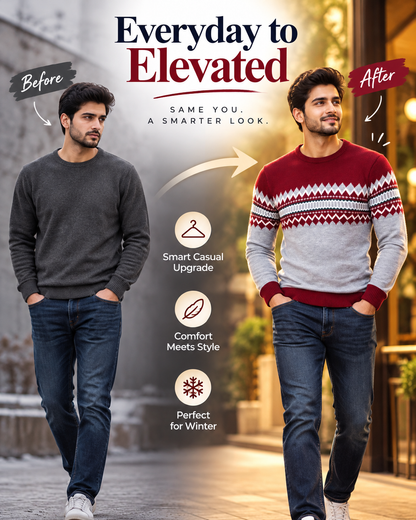NordicVibe™ Premium Geometric Knit Winter             16 Sweater