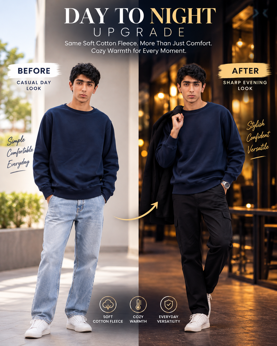 UrbanEase™ Premium Cotton Fleece Winter          19 Sweater