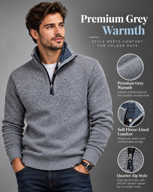 NordicWarm™ Premium Fleece-Lined Quarter-Zip             23 Sweater