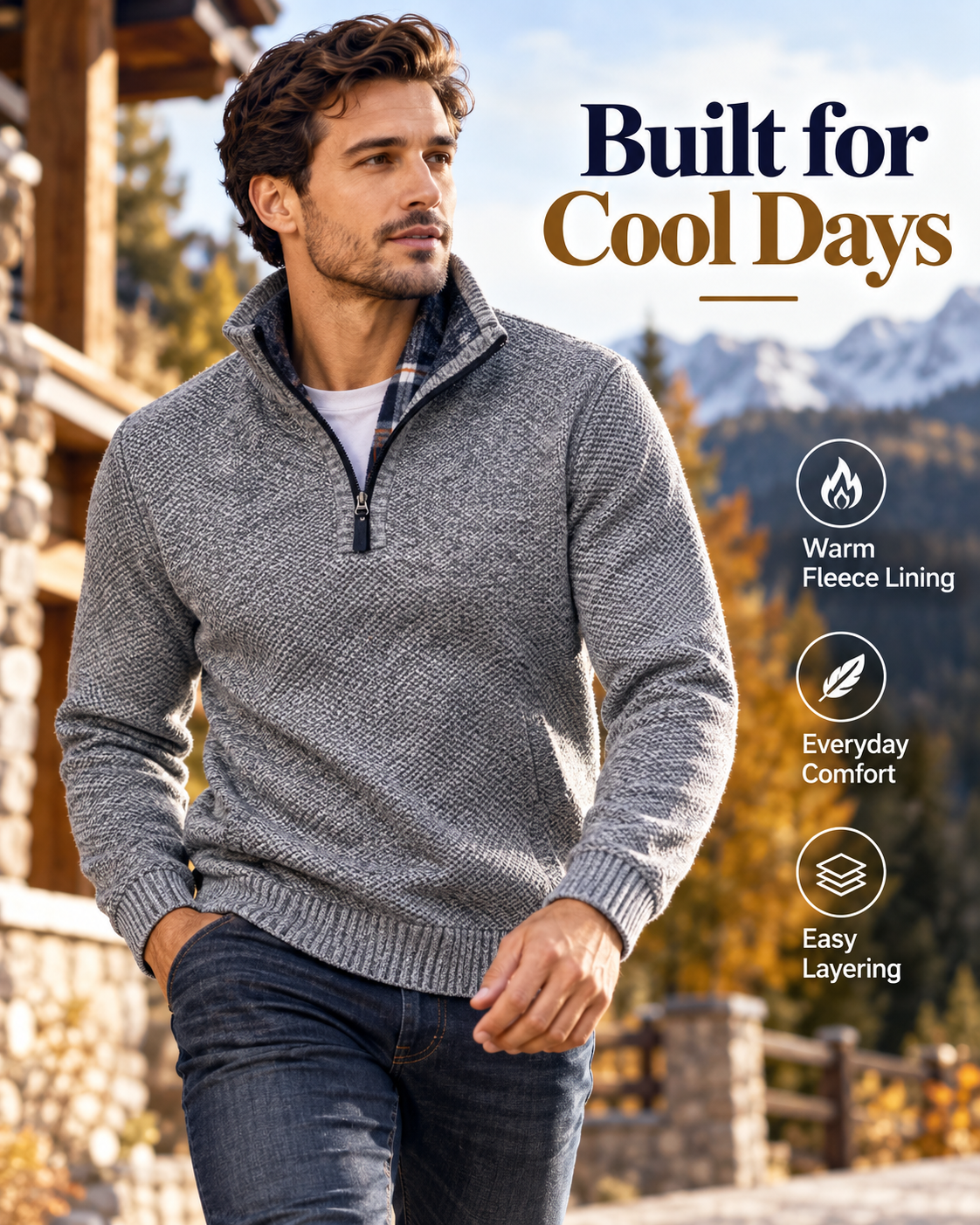 NordicWarm™ Premium Fleece-Lined Quarter-Zip             23 Sweater