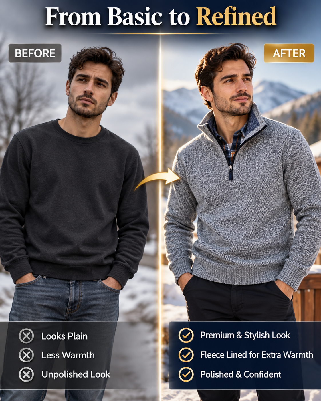 NordicWarm™ Premium Fleece-Lined Quarter-Zip             23 Sweater