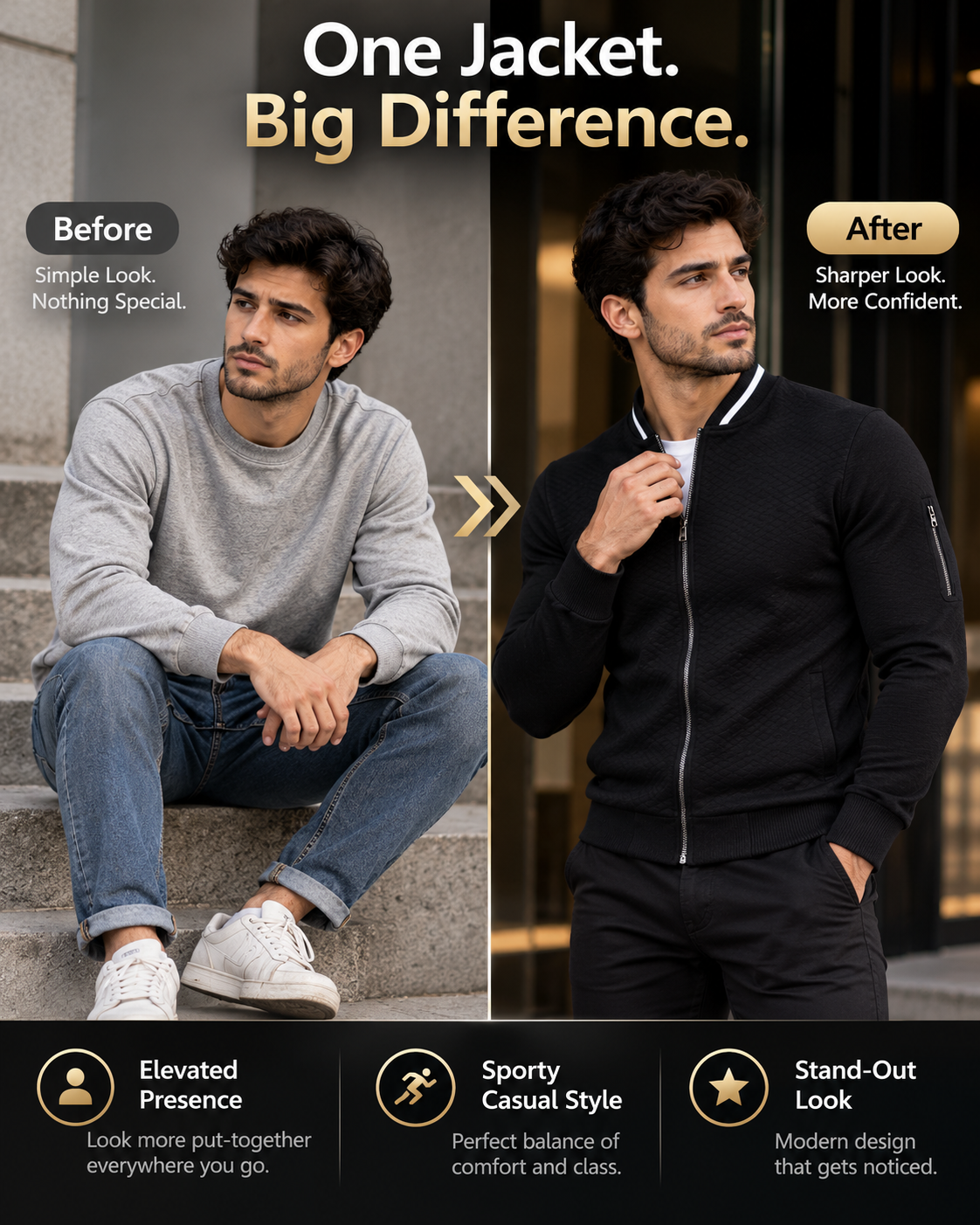 Men’s Premium Jet Black Full-Zip Knitted       36 Sweater