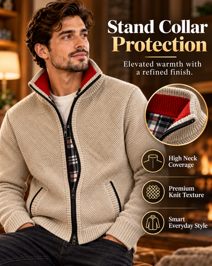 Men’s Premium Beige Fleece-Lined Knitted            29 Sweater