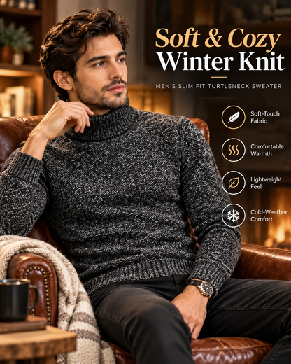 Men’s Premium Charcoal Grey Slim Fit Turtleneck           30 Sweater