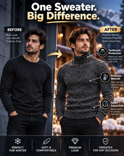 Men’s Premium Charcoal Grey Slim Fit Turtleneck           30 Sweater