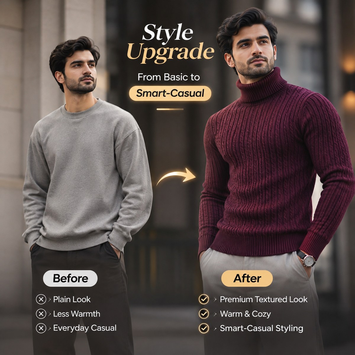 RoyalVogue™ Premium Cable Knit Turtleneck           14  Sweater