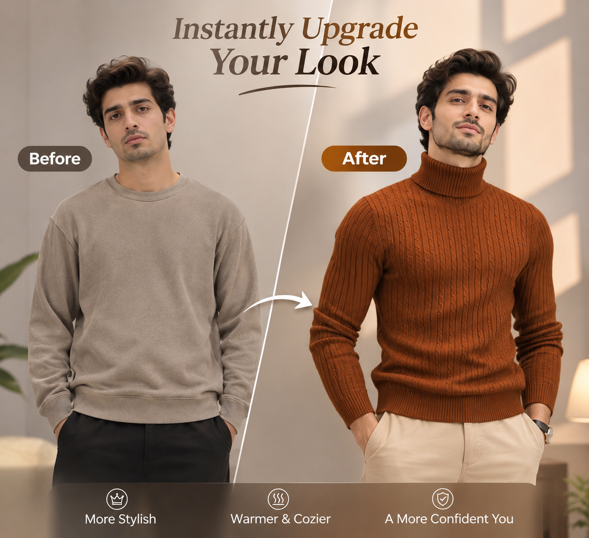 RoyalKnit™ Premium Cable Knit Turtleneck             20 sweater