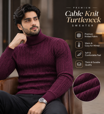 RoyalVogue™ Premium Cable Knit Turtleneck           14  Sweater