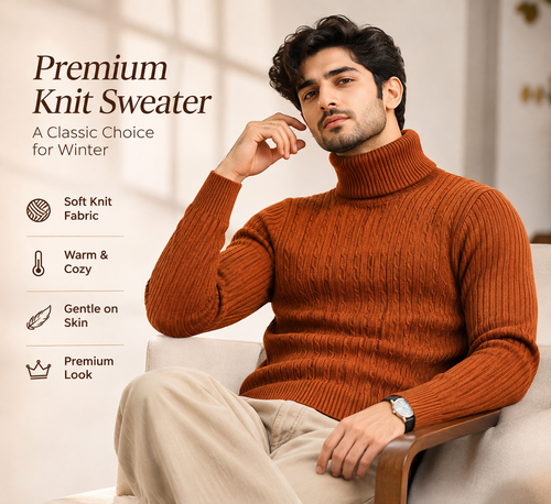 RoyalKnit™ Premium Cable Knit Turtleneck             20 sweater