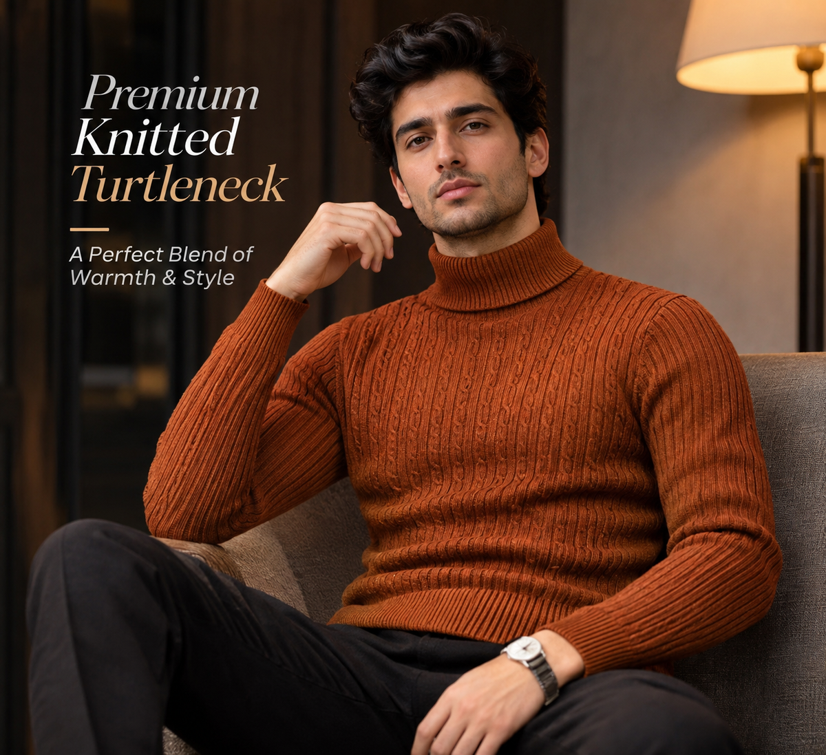 RoyalKnit™ Premium Cable Knit Turtleneck             20 sweater