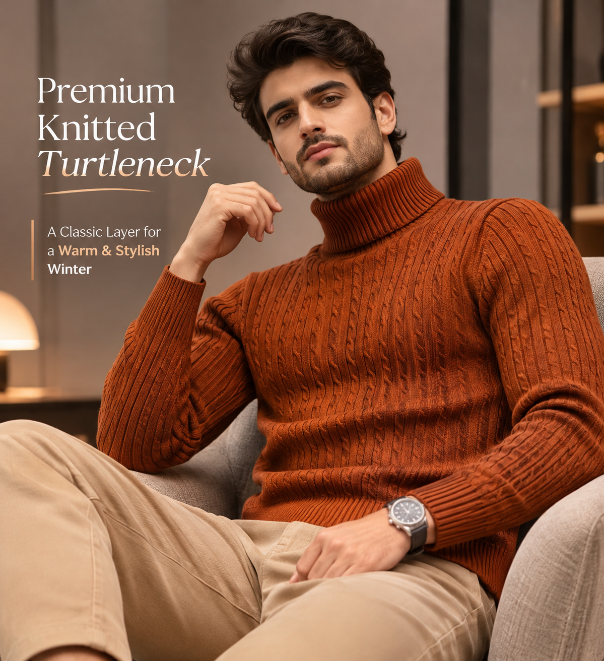 RoyalKnit™ Premium Cable Knit Turtleneck             20 sweater