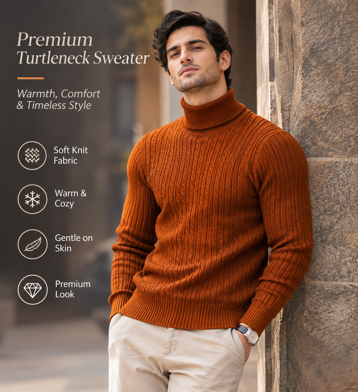 RoyalKnit™ Premium Cable Knit Turtleneck             20 sweater