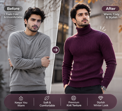 RoyalVogue™ Premium Cable Knit Turtleneck           14  Sweater